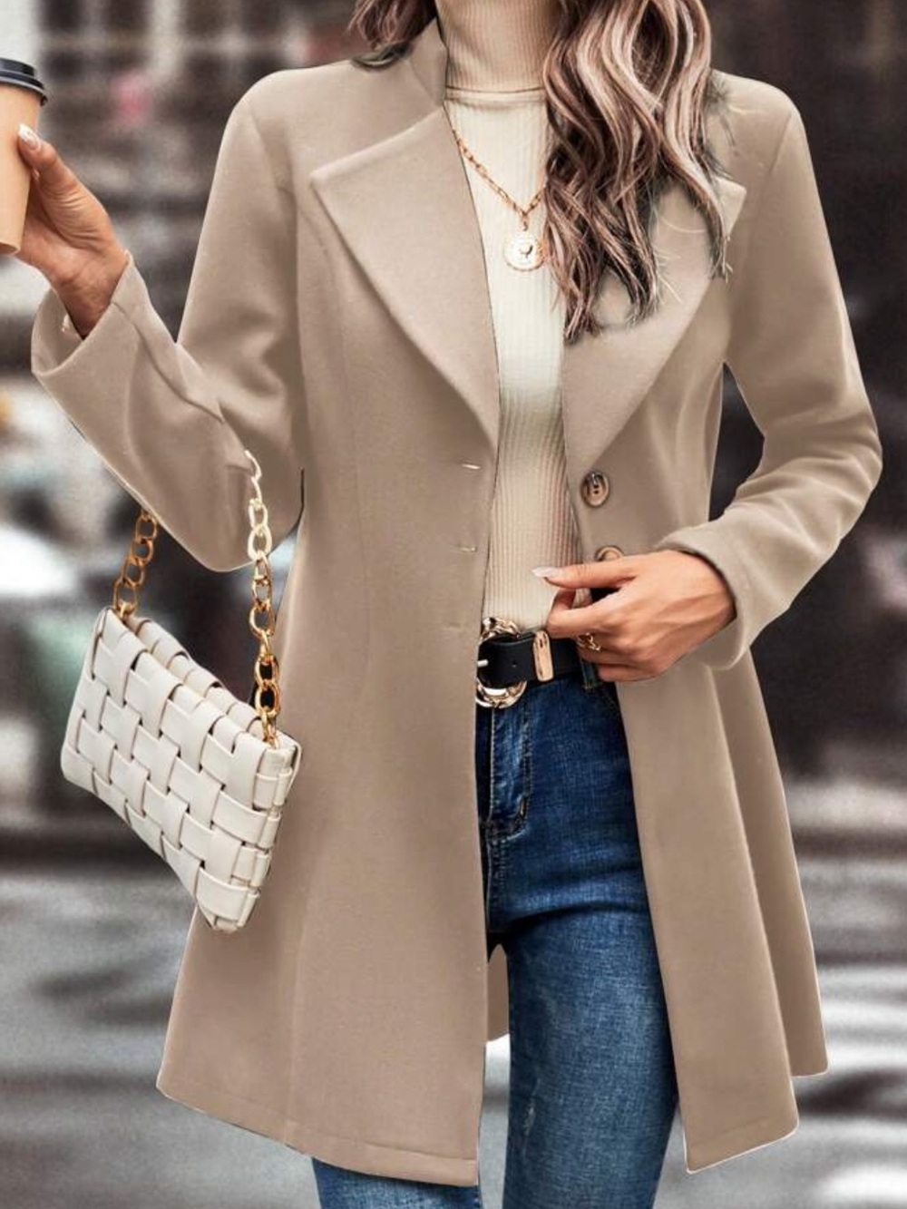 Women’s Camel Aline Coat- Stylish Casual Jacket Size S